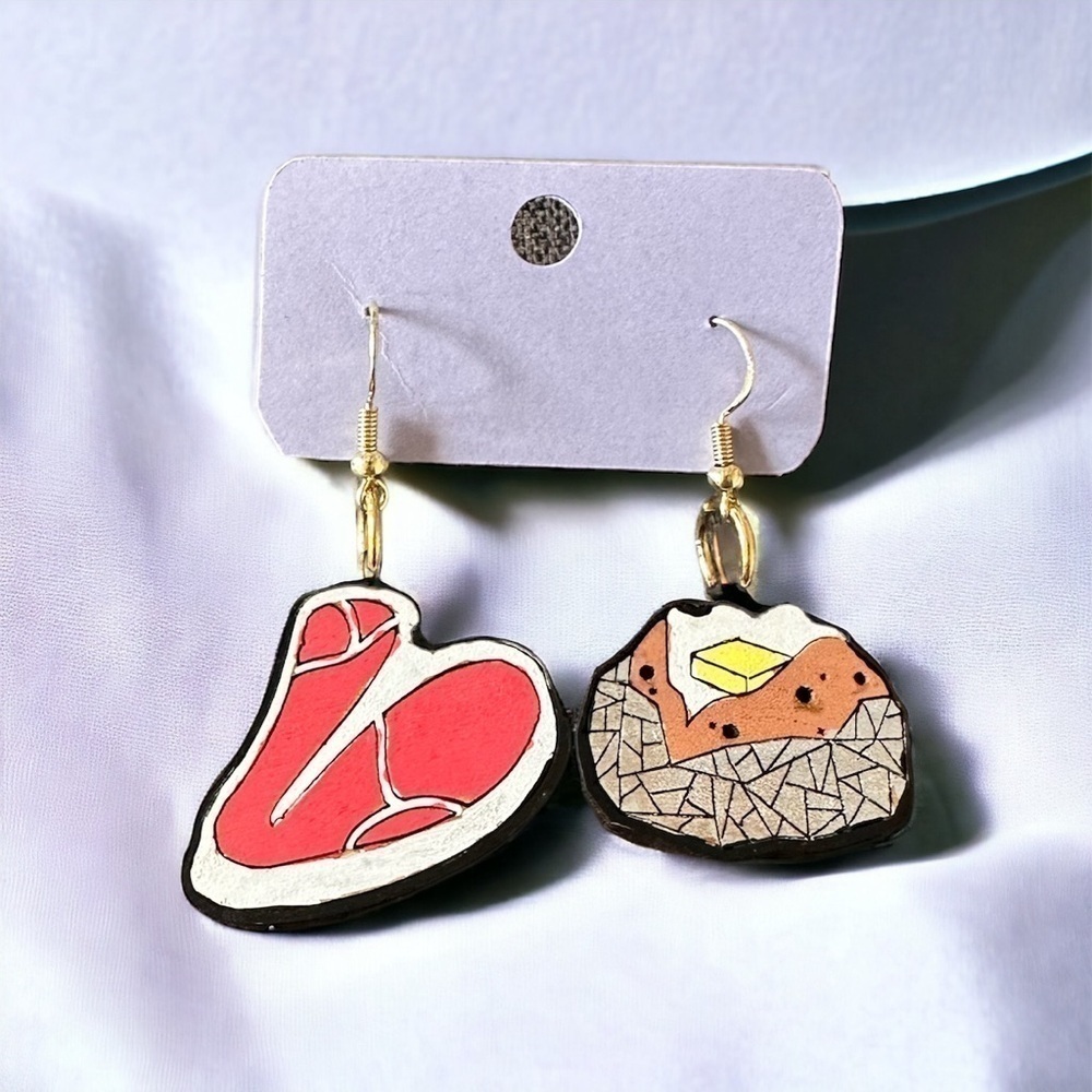 Steak & Potatoes Handmade Earrings